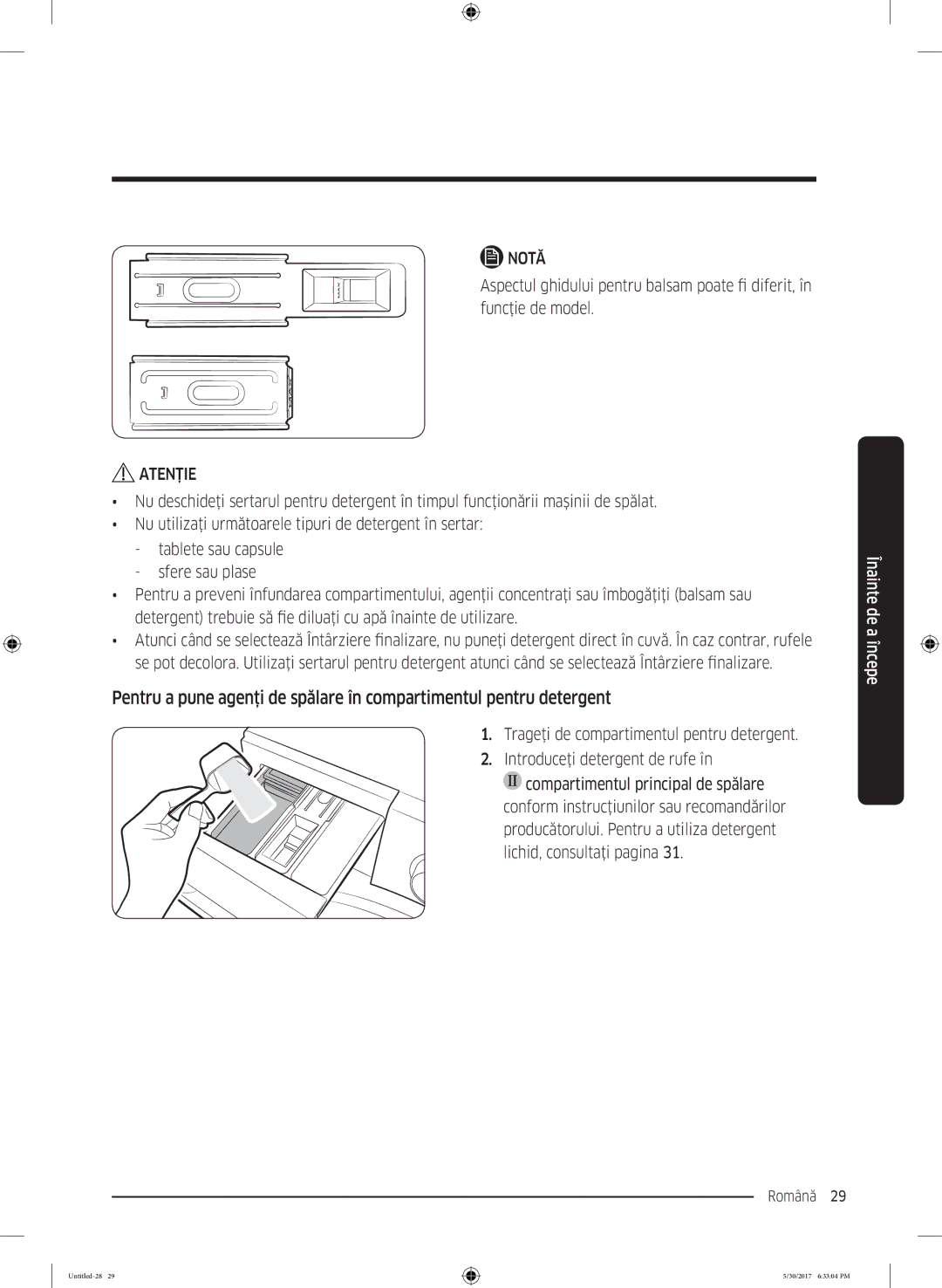 Samsung WW80K6414QW/LE manual Română 29  